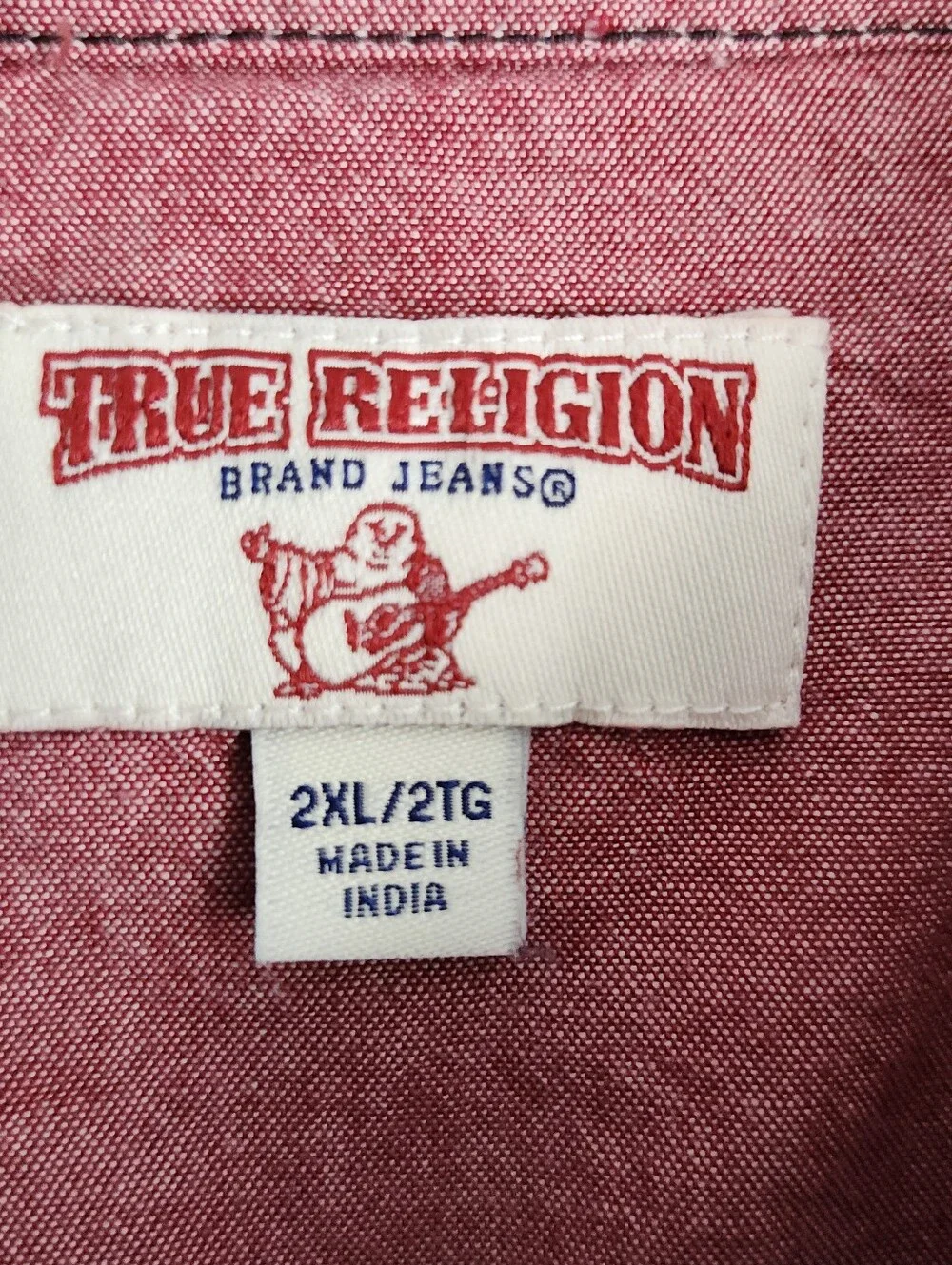 True Religion Western LS Utility Button Embroidered Cotton Red Mens Size 2XL EUC